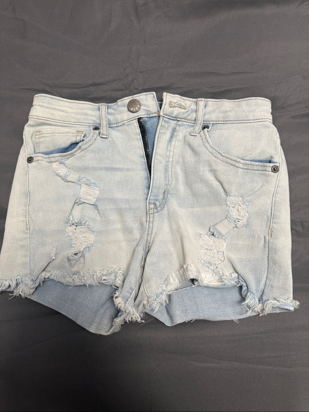 Aeropostale Light Blue Distressed Denim Jean Shorts